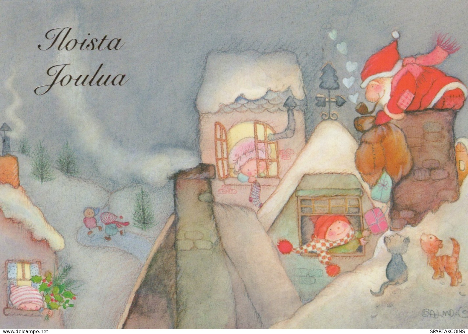 PAPÁ NOEL NAVIDAD Fiesta Vintage Tarjeta Postal CPSM #PAK069.ES - Santa Claus