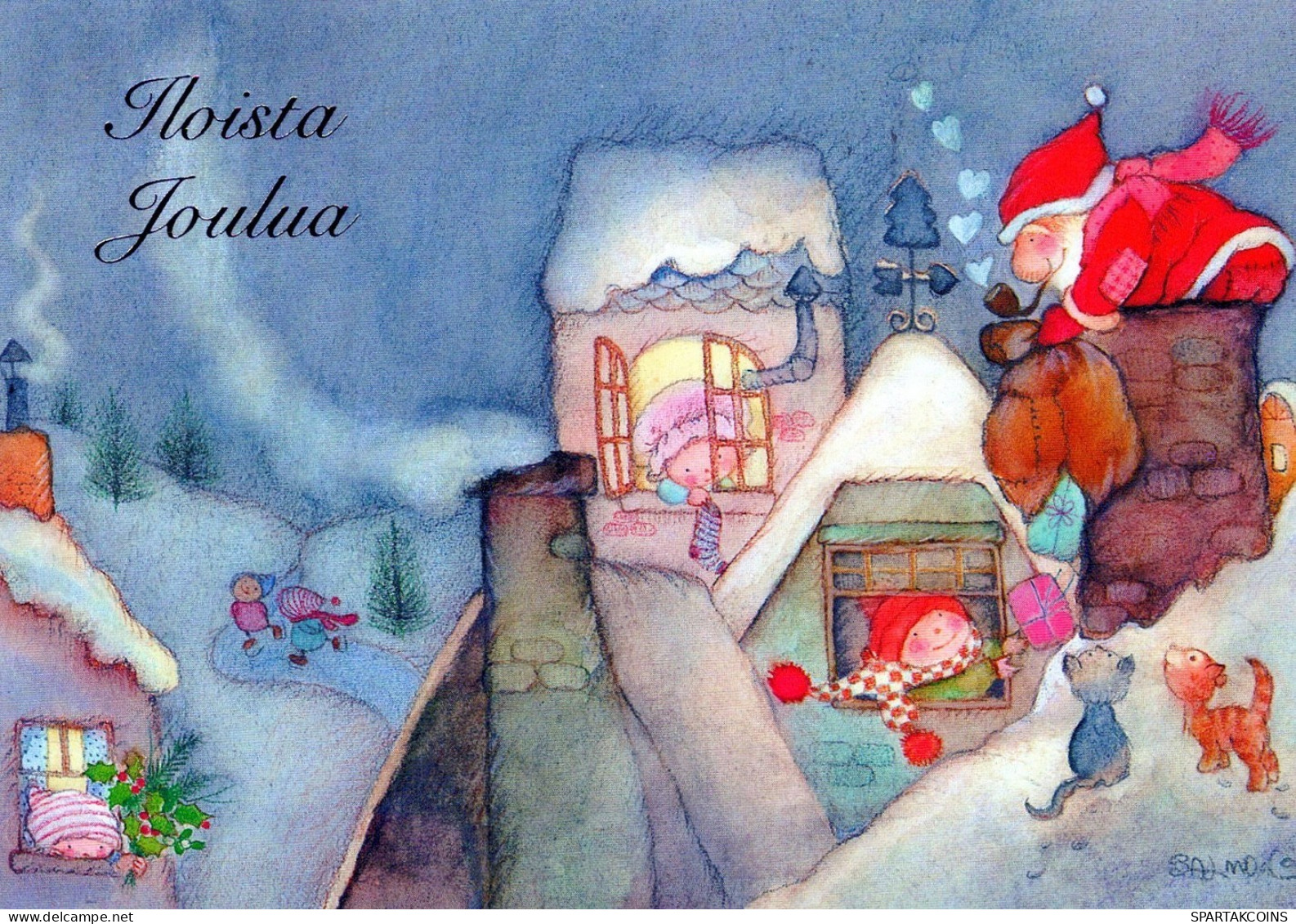 PAPÁ NOEL NAVIDAD Fiesta Vintage Tarjeta Postal CPSM #PAK069.ES - Santa Claus