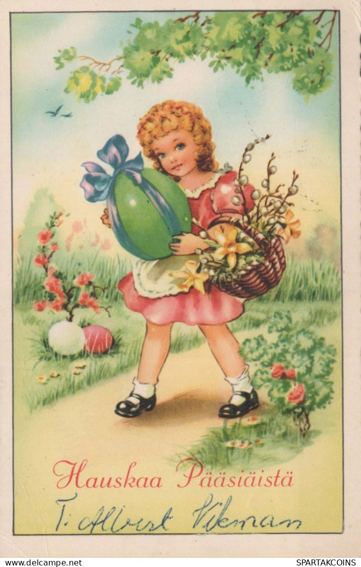 EASTER CHILDREN EGG Vintage Postcard CPA #PKE358.GB - Ostern