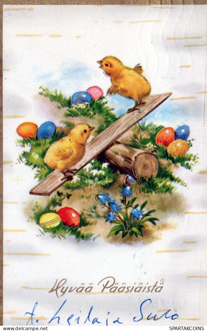 EASTER CHICKEN EGG Vintage Postcard CPA #PKE104.GB - Easter