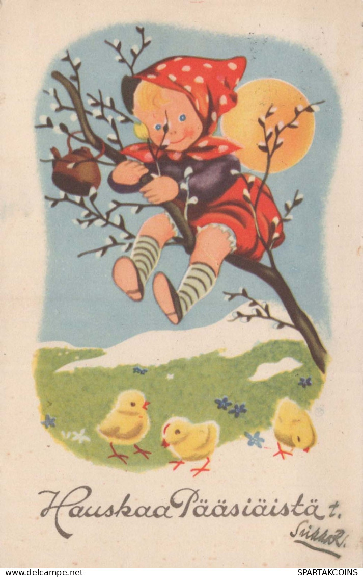 EASTER CHICKEN EGG CHILDREN Vintage Postcard CPA #PKE295.GB - Easter