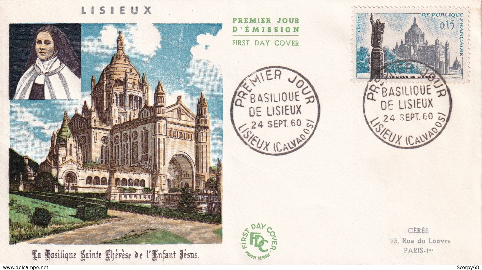 FDC 24/09/1960: Basilique De LISIEUX - Y&T N° 1268 - 1960-1969