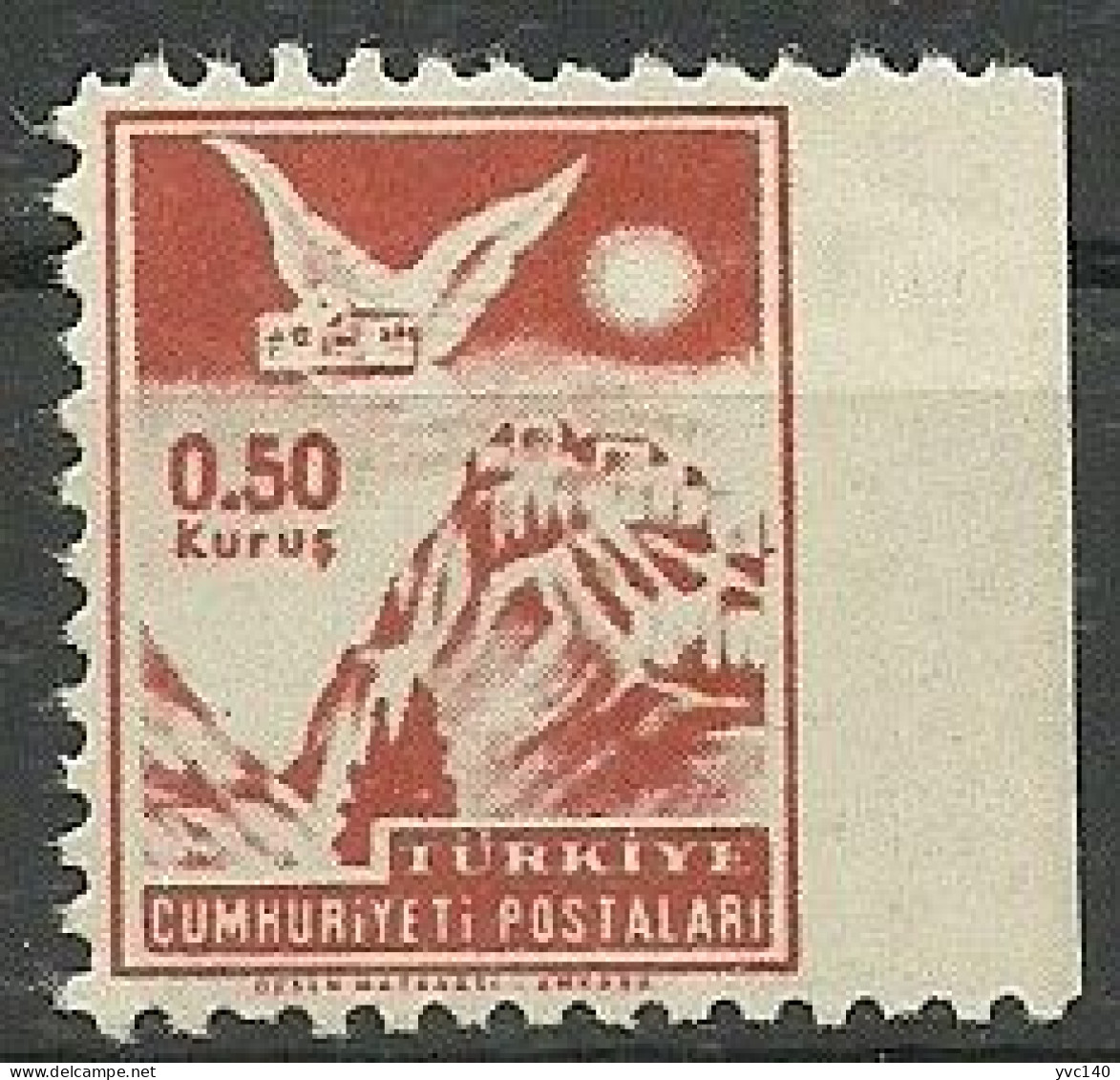 Turkey; 1954 "0.50 Kurus" Postage Stamp ERROR "Imperf. Edge" - Neufs