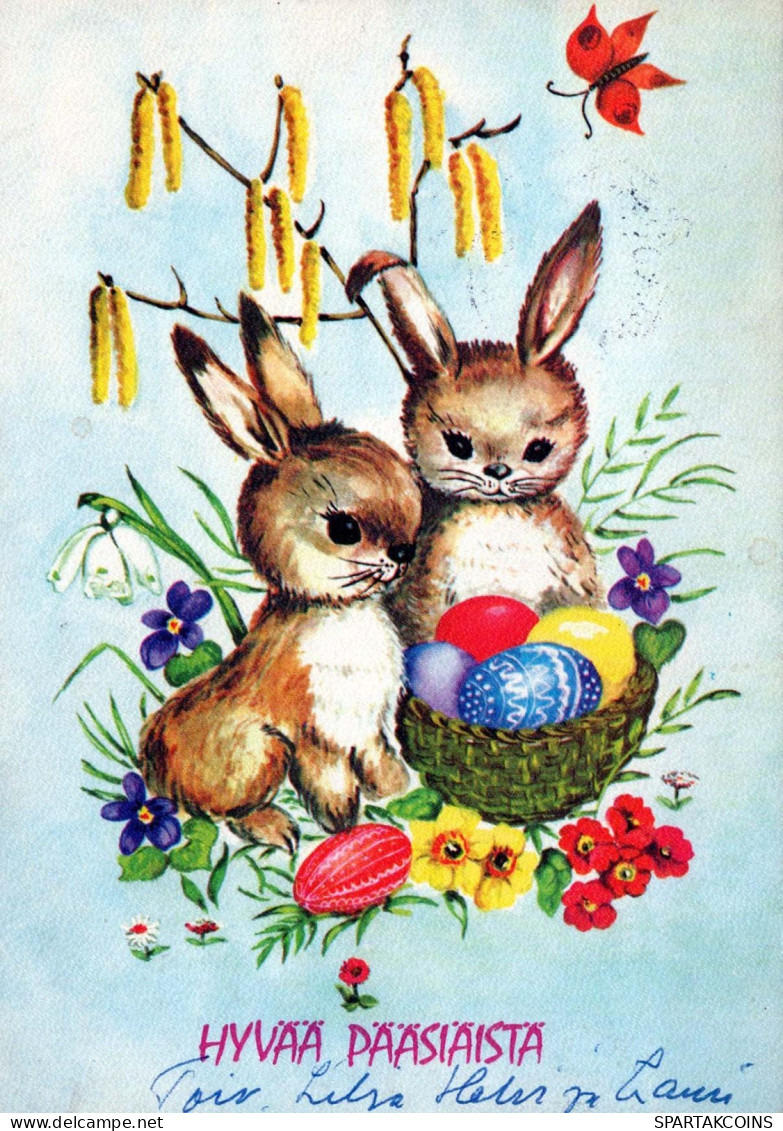 EASTER RABBIT EGG Vintage Postcard CPSM #PBO535.GB - Easter