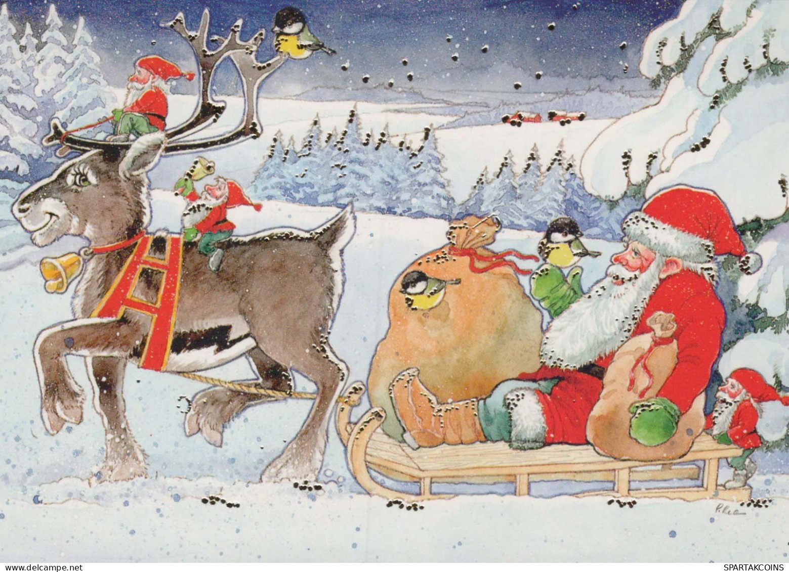 SANTA CLAUS Happy New Year Christmas Vintage Postcard CPSM #PBL551.GB - Santa Claus