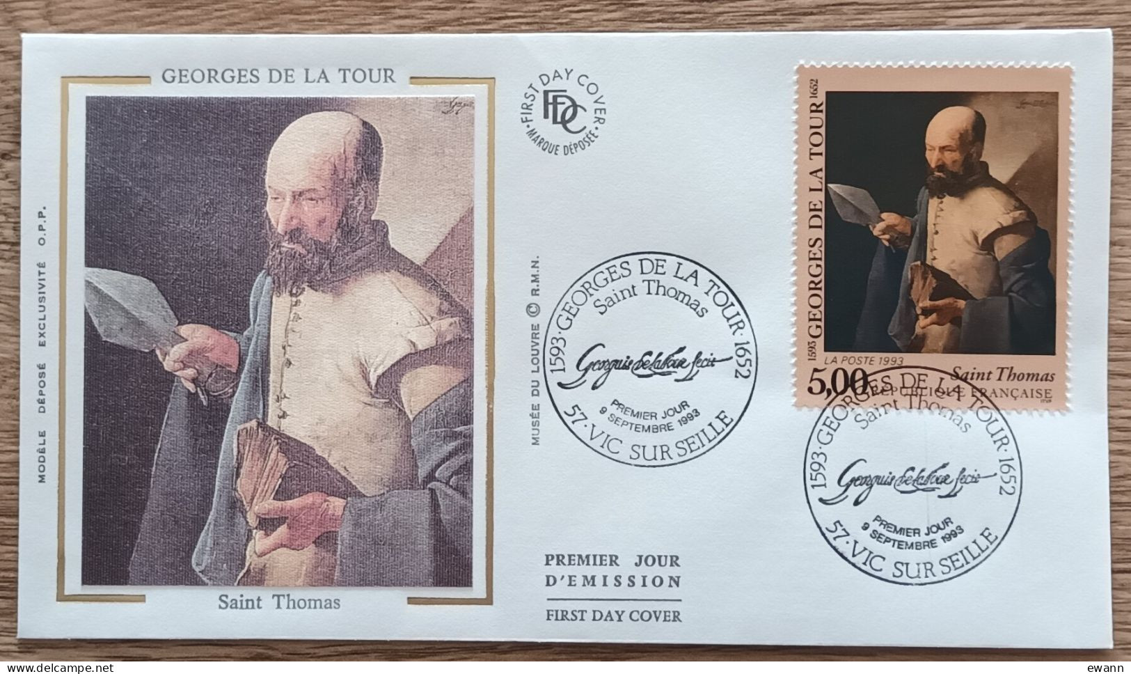 FDC 1993 - YT N°2828 - GEORGES DE LA TOUR / SAINT THOMAS - VIC SUR SEILLE - 1990-1999