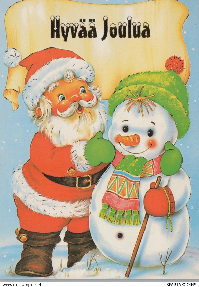 PÈRE NOËL Bonne Année Noël BONHOMME DE NEIGE Vintage Carte Postale CPSM #PAU394.FR - Santa Claus