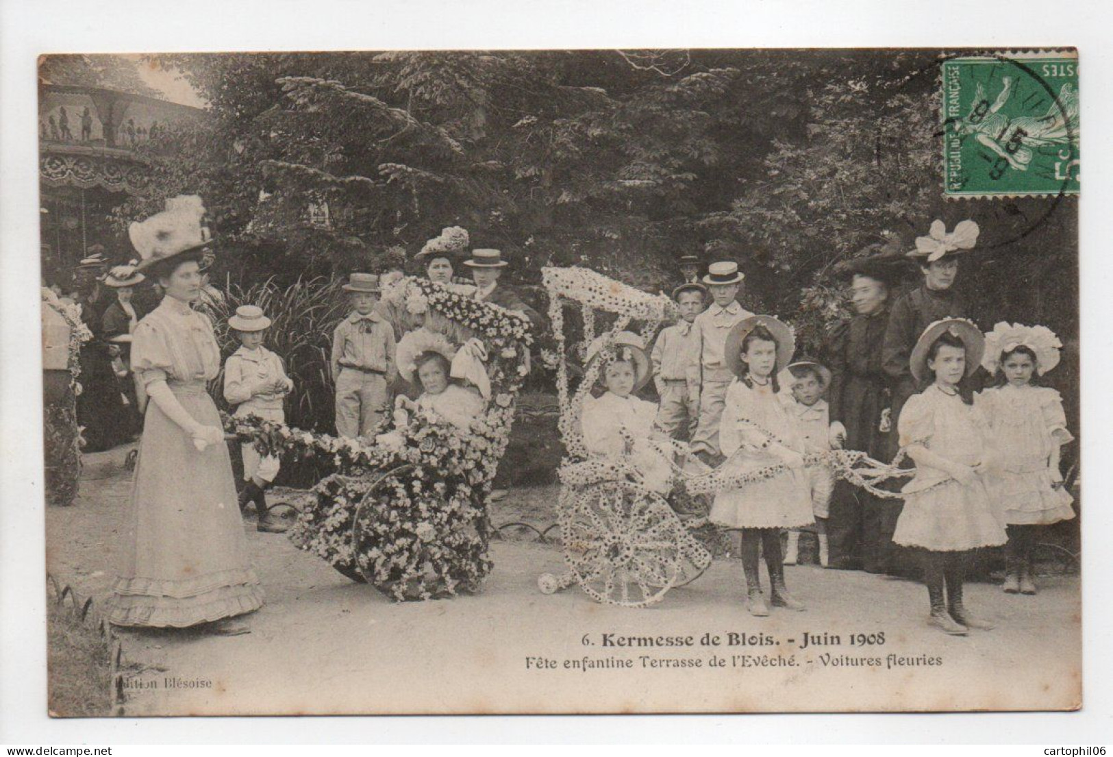 - CPA KERMESSE DE BLOIS (41) - Juin 1908 - Fête Enfantine Terrasse De L'Evêché - Voitures Fleuries - Edition Blésoise - - Blois