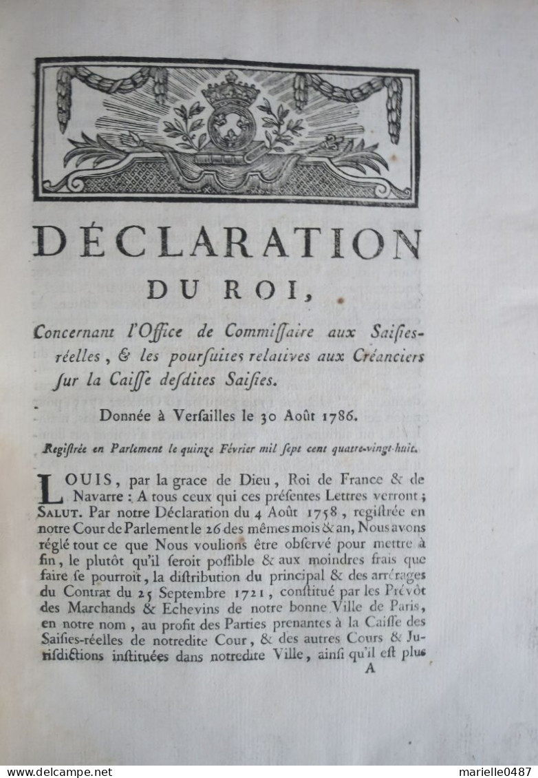 Ordonnance et arrêts. Année 1787.