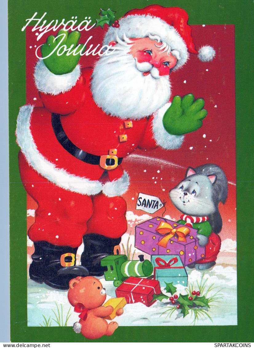 PÈRE NOËL Animaux NOËL Fêtes Voeux Vintage Carte Postale CPSM #PAK565.FR - Santa Claus