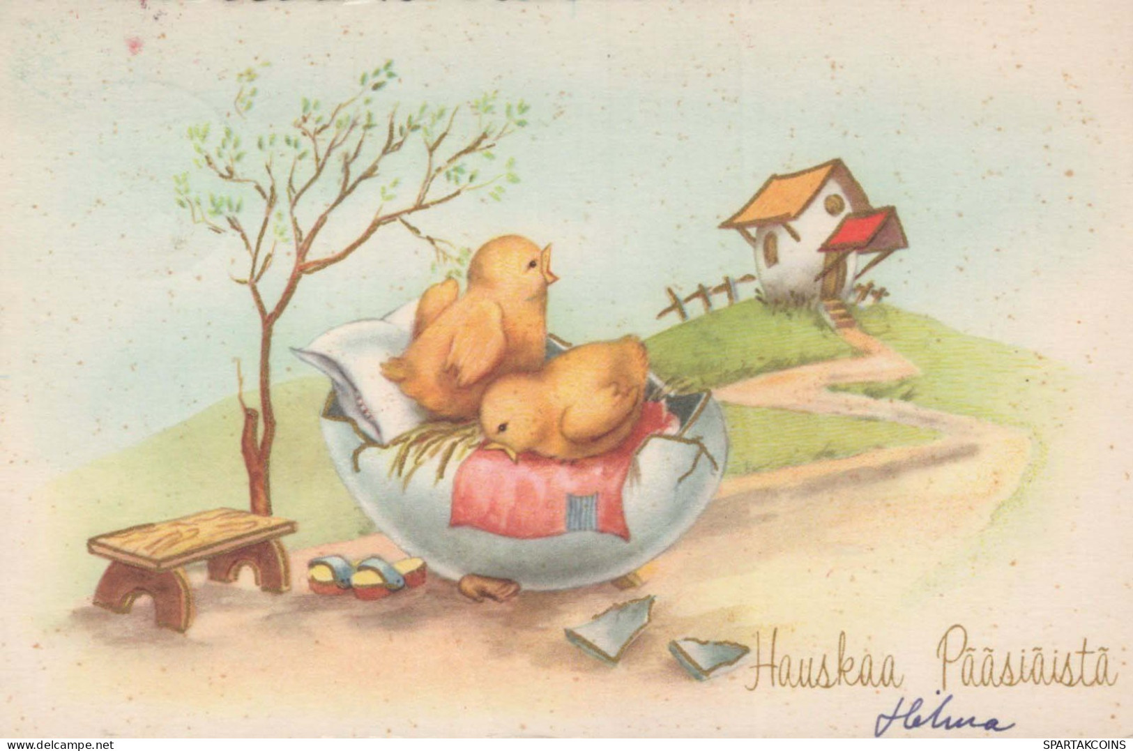 PASCUA POLLO HUEVO Vintage Tarjeta Postal CPA #PKE421.ES - Ostern