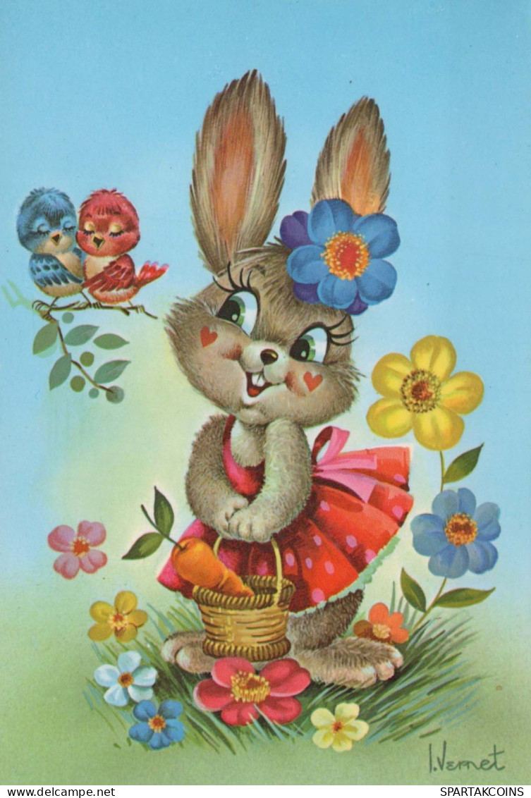 PASCUA CONEJO Vintage Tarjeta Postal CPSM #PBO409.ES - Easter