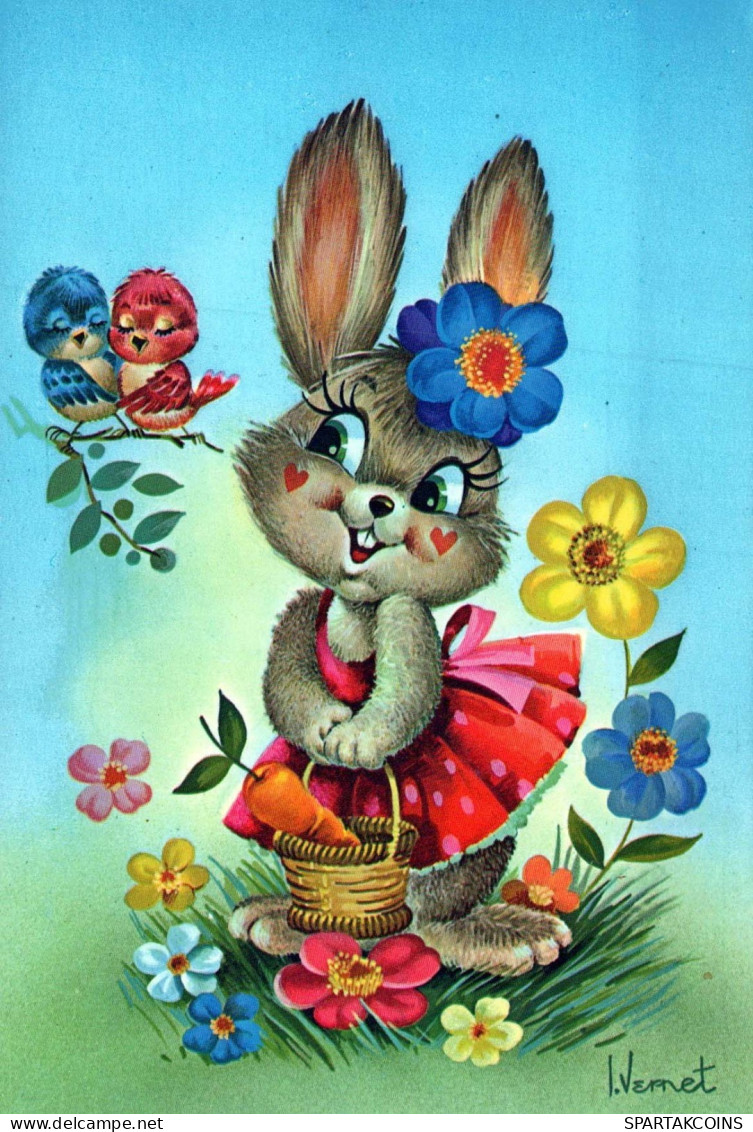 PASCUA CONEJO Vintage Tarjeta Postal CPSM #PBO409.ES - Easter
