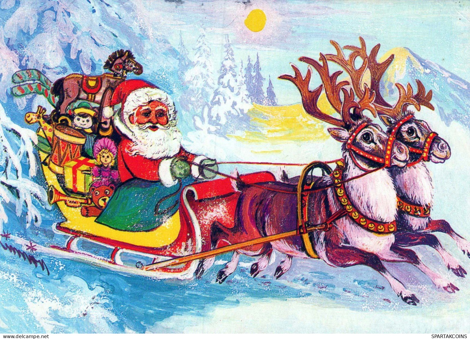 PAPÁ NOEL Feliz Año Navidad Vintage Tarjeta Postal CPSM #PBL553.ES - Santa Claus