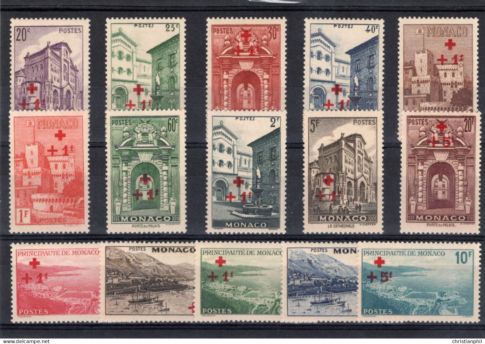 TIMBRES MONACO CROIX-ROUGE  . ANNEE 1940   N° 200 à 214. NEUF * - Neufs
