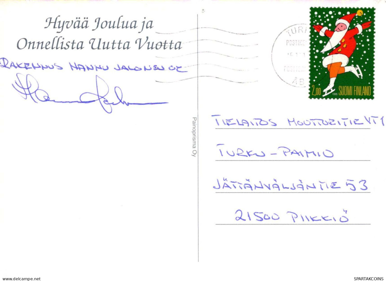 PAPÁ NOEL Feliz Año Navidad CIERVOS Vintage Tarjeta Postal CPSM #PBB176.ES - Santa Claus