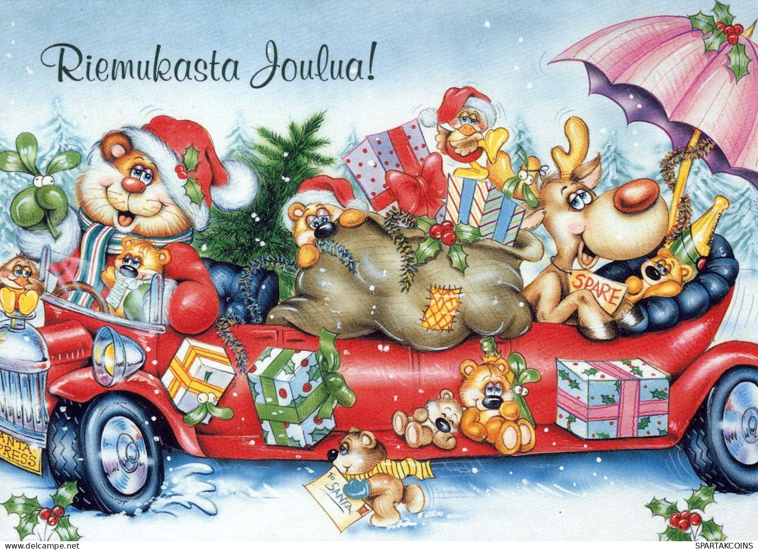 PAPÁ NOEL Feliz Año Navidad Vintage Tarjeta Postal CPSM #PBB107.ES - Santa Claus