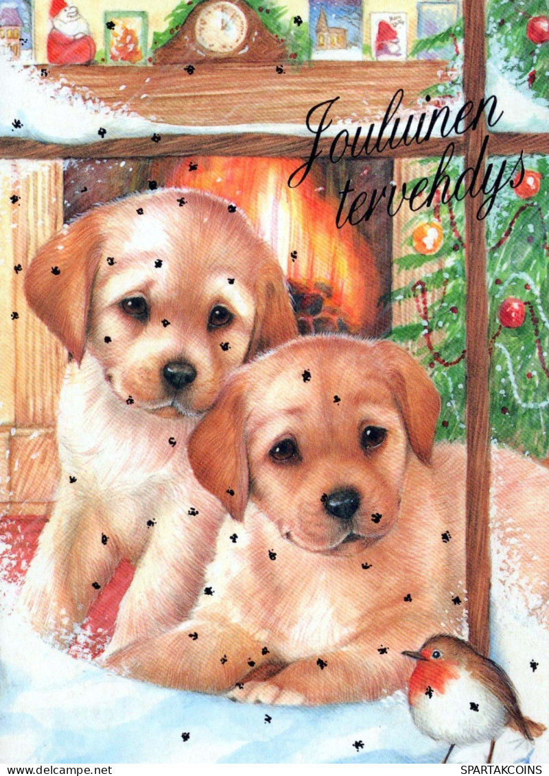 HUND Neujahr Weihnachten Vintage Ansichtskarte Postkarte CPSM #PAW414.DE - Dogs