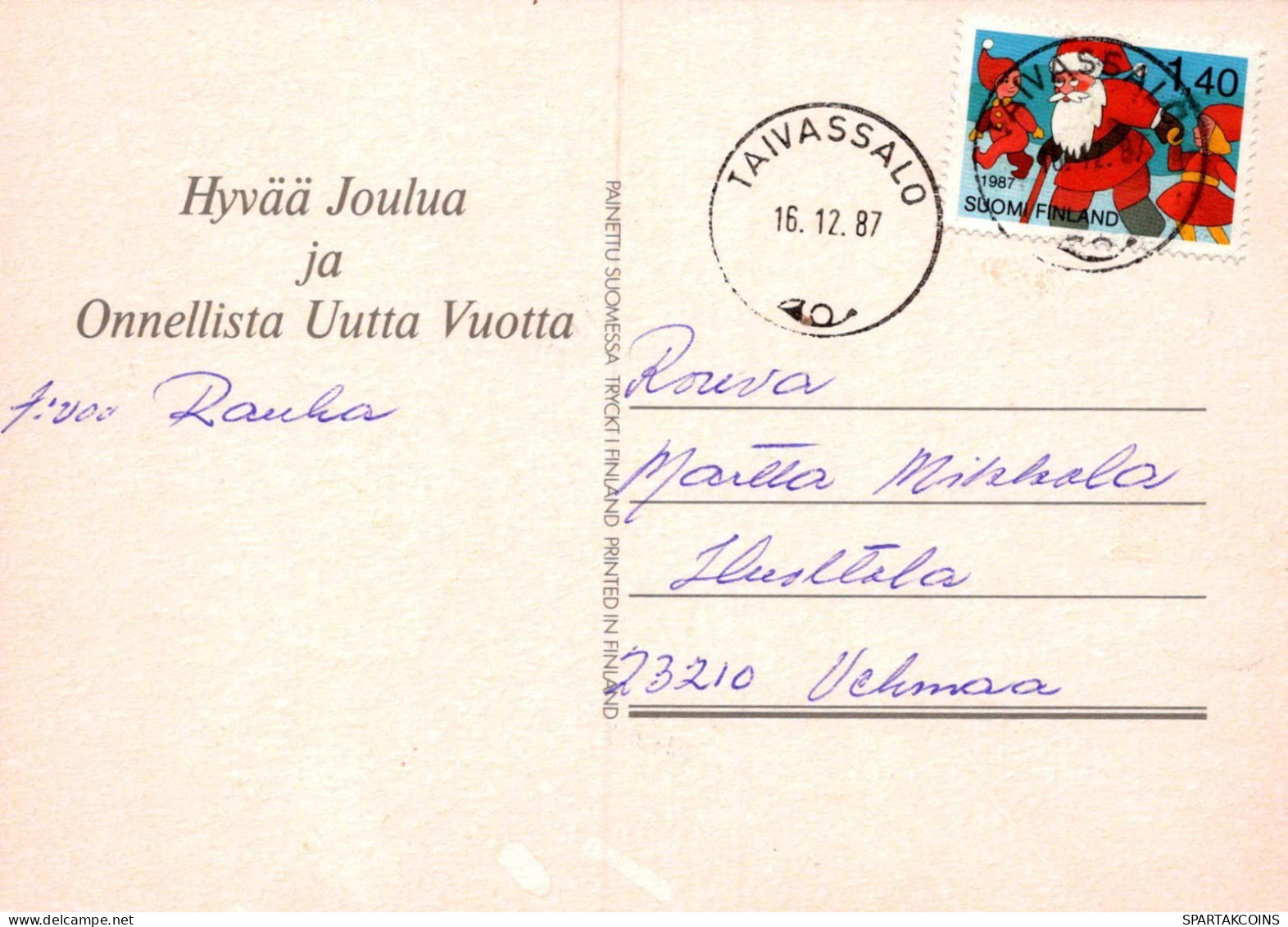 WEIHNACHTSMANN SANTA CLAUS Neujahr Weihnachten SCHNEEMANN Vintage Ansichtskarte Postkarte CPSM #PAU395.DE - Santa Claus