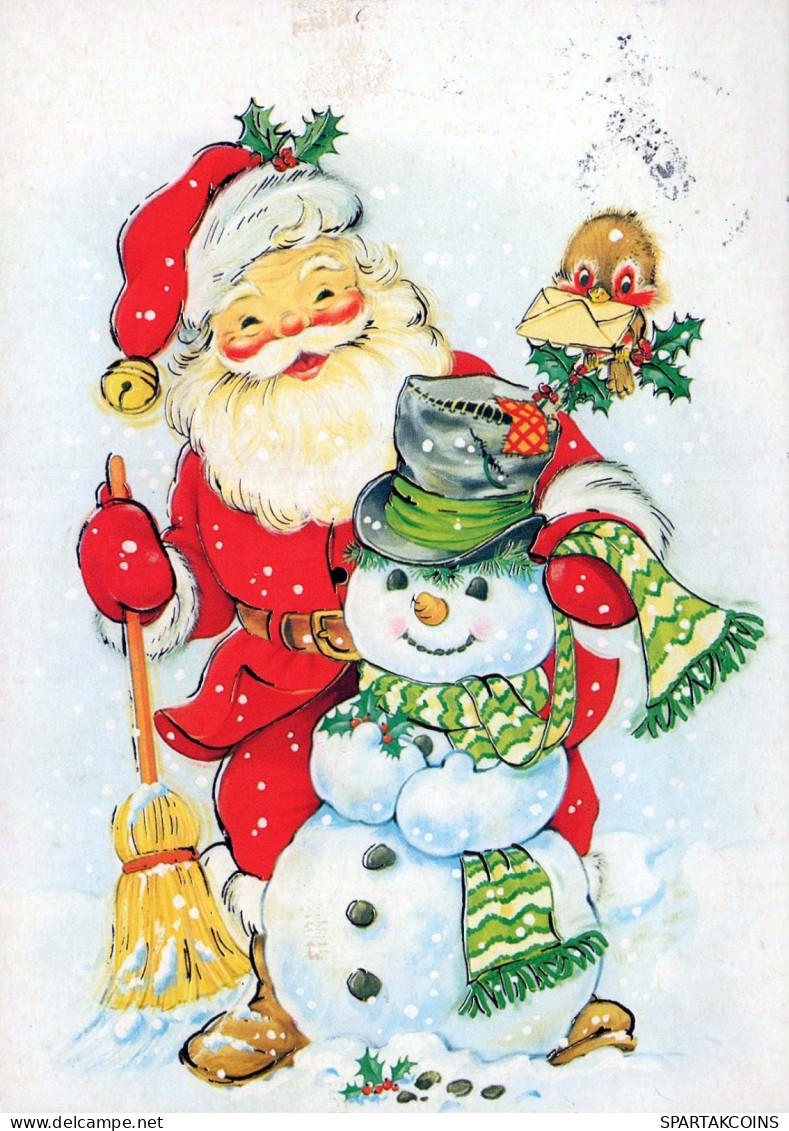 WEIHNACHTSMANN SANTA CLAUS Neujahr Weihnachten SCHNEEMANN Vintage Ansichtskarte Postkarte CPSM #PAU395.DE - Santa Claus