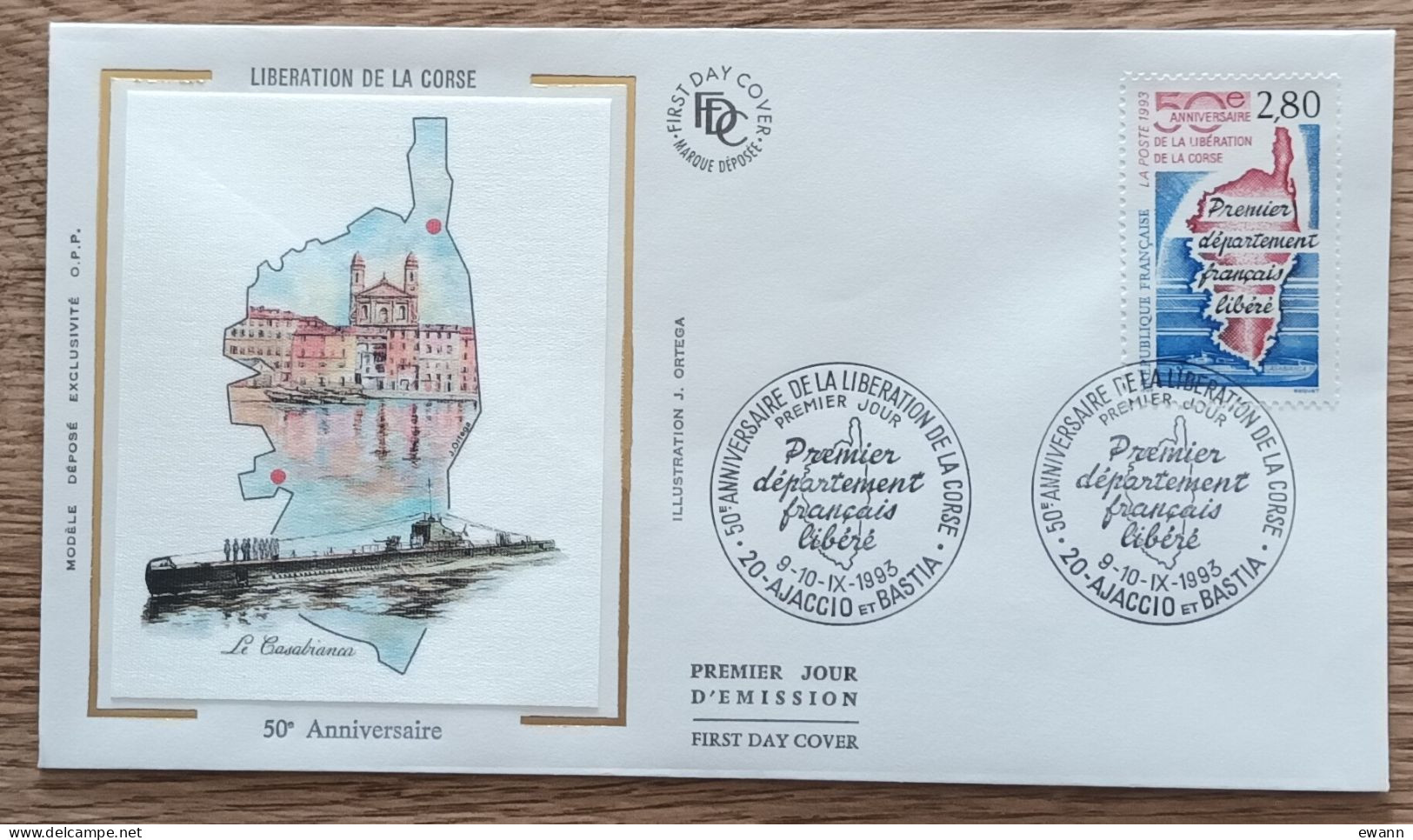 FDC 1993 - YT N°2829 - LIBERATION DE LA CORSE - AJACCIO / BASTIA - 1990-1999