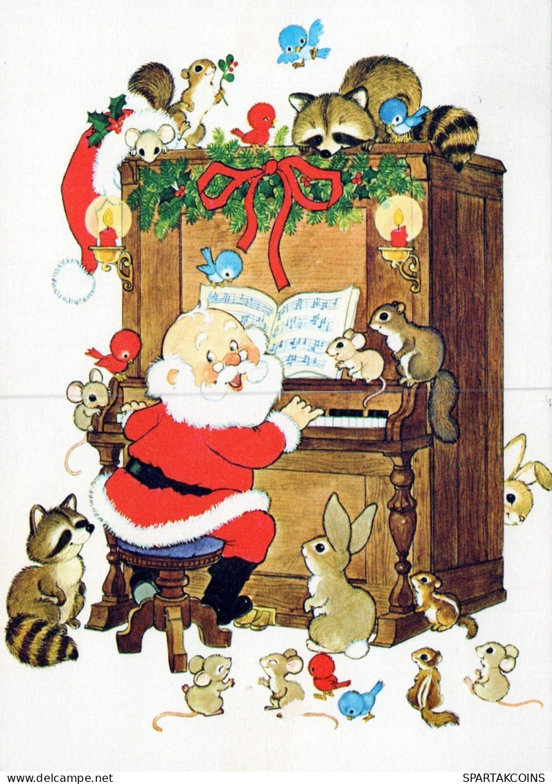 WEIHNACHTSMANN SANTA CLAUS TIERE WEIHNACHTSFERIEN Vintage Postkarte CPSM #PAK766.DE - Santa Claus