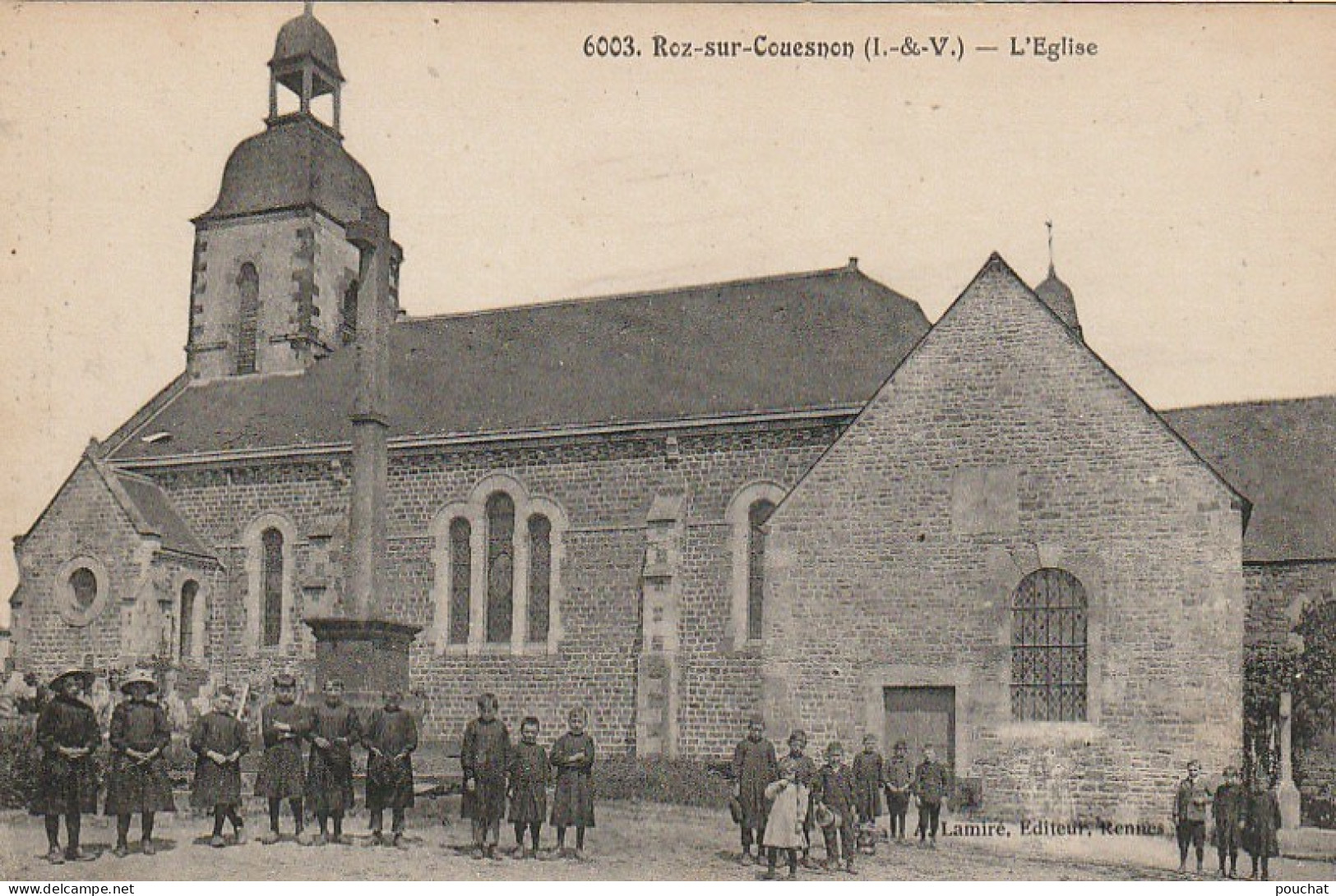 DE 9 -(35) ROZ SUR COUESNON  -  L ' EGLISE  -  ANIMATION - ENFANTS , ECOLIERS - EDIT. LAMIRE , RENNES  -  2 SCANS - Autres & Non Classés