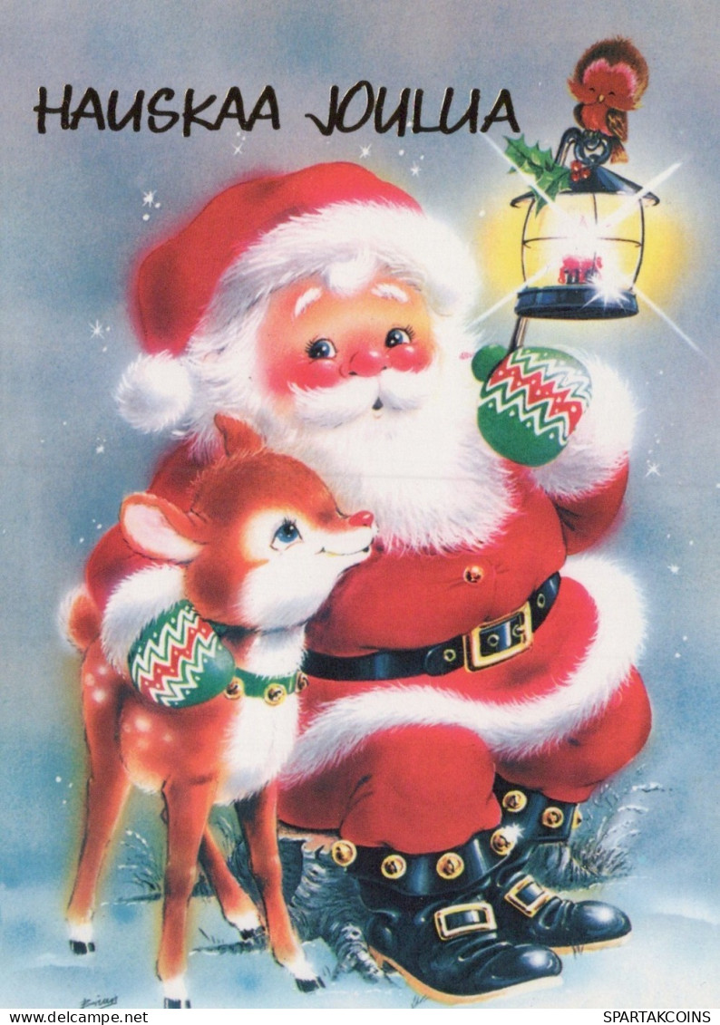WEIHNACHTSMANN SANTA CLAUS TIERE WEIHNACHTSFERIEN Vintage Postkarte CPSM #PAK567.DE - Santa Claus