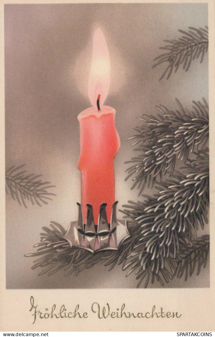 Bonne Année Noël BOUGIE Vintage Carte Postale CPSMPF #PKG154.FR - Nouvel An