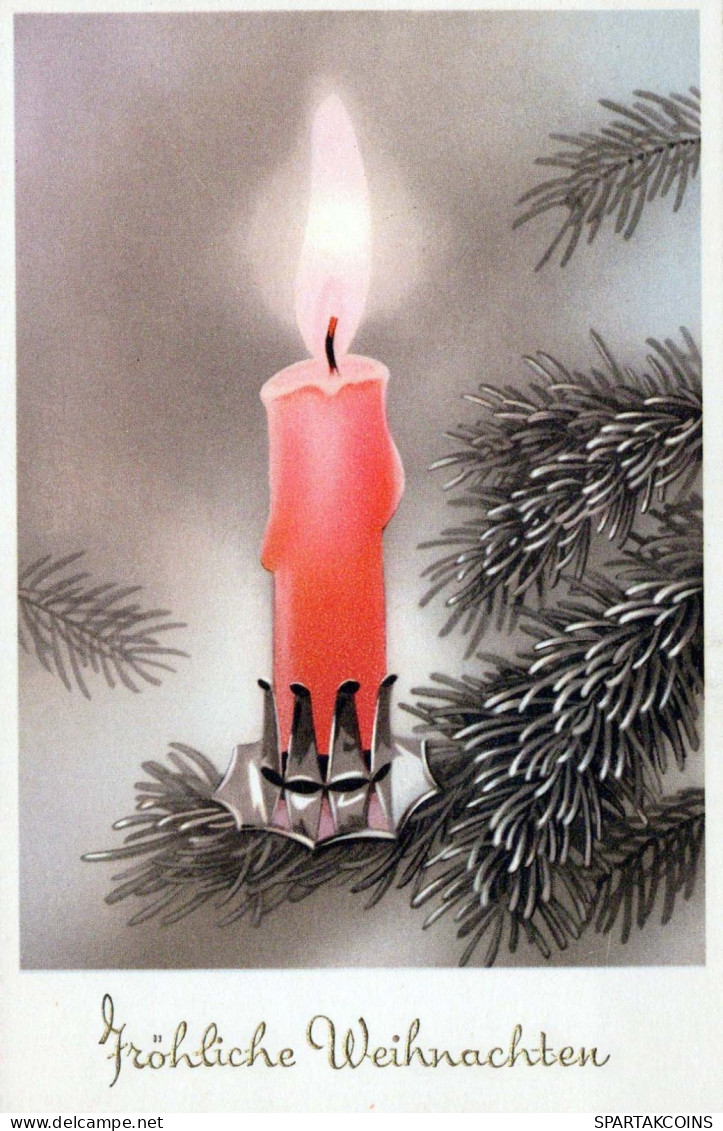 Bonne Année Noël BOUGIE Vintage Carte Postale CPSMPF #PKG154.FR - Nouvel An