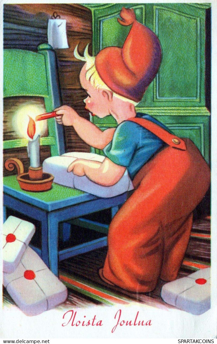 Bonne Année Noël GNOME Vintage Carte Postale CPSMPF #PKG402.FR - Nouvel An