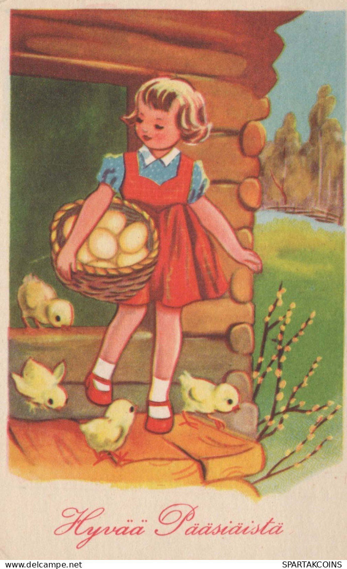 PÂQUES ENFANTS ŒUF Vintage Carte Postale CPA #PKE234.FR - Pâques