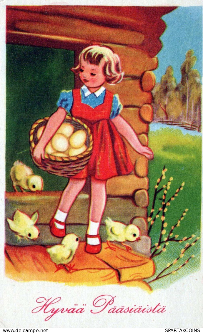 PÂQUES ENFANTS ŒUF Vintage Carte Postale CPA #PKE234.FR - Pascua