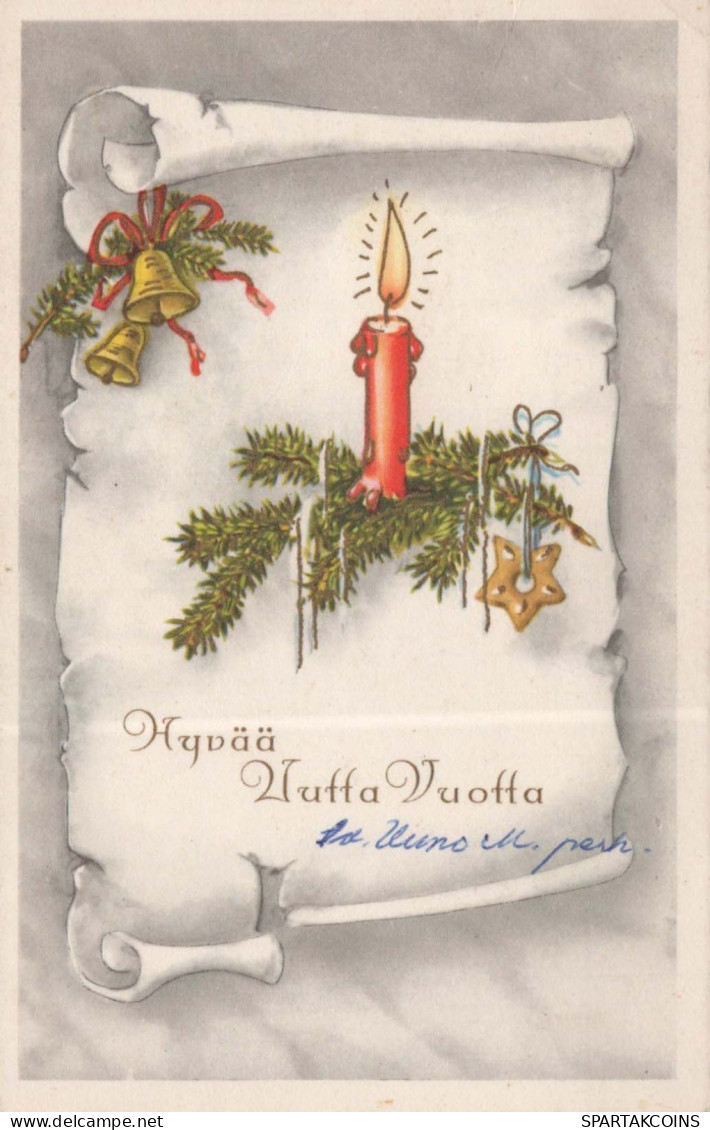 Bonne Année Noël BOUGIE Vintage Carte Postale CPSMPF #PKD719.FR - Nouvel An