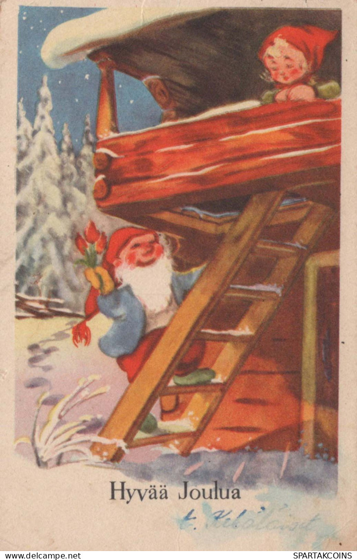 Bonne Année Noël GNOME Vintage Carte Postale CPSMPF #PKD470.FR - Nouvel An