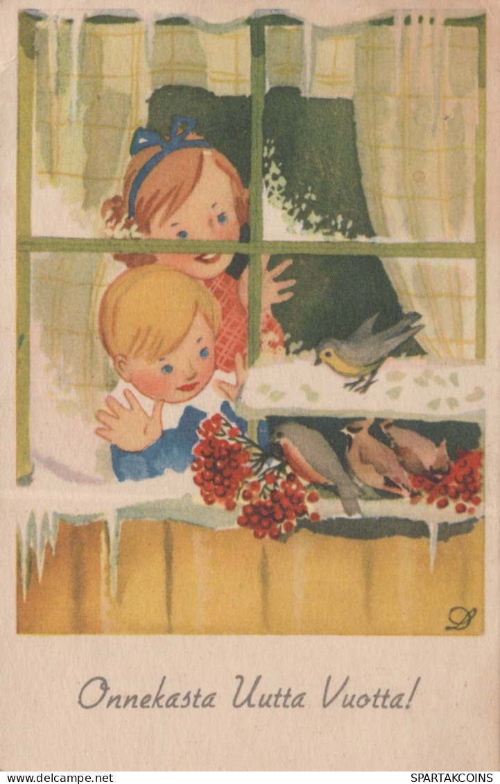 Bonne Année Noël ENFANTS Vintage Carte Postale CPSMPF #PKD779.FR - Nouvel An