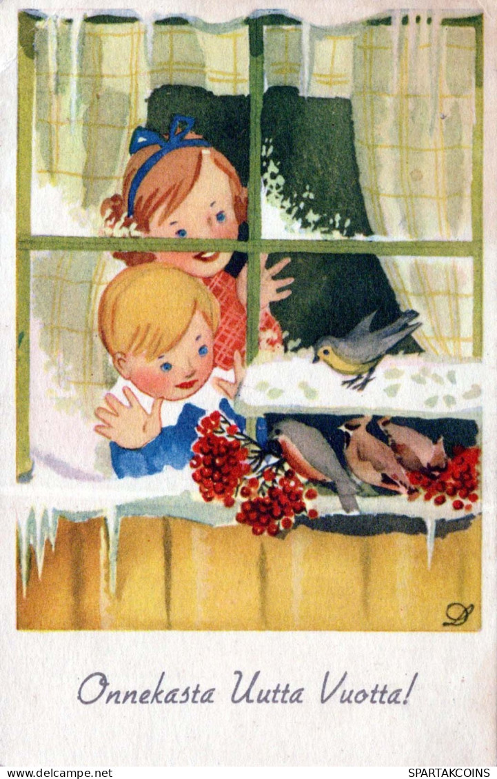 Bonne Année Noël ENFANTS Vintage Carte Postale CPSMPF #PKD779.FR - Nouvel An