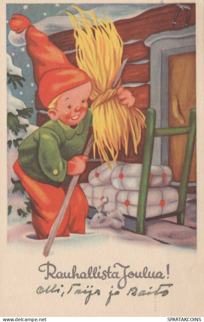 Bonne Année Noël GNOME Vintage Carte Postale CPSMPF #PKD408.FR - Nouvel An