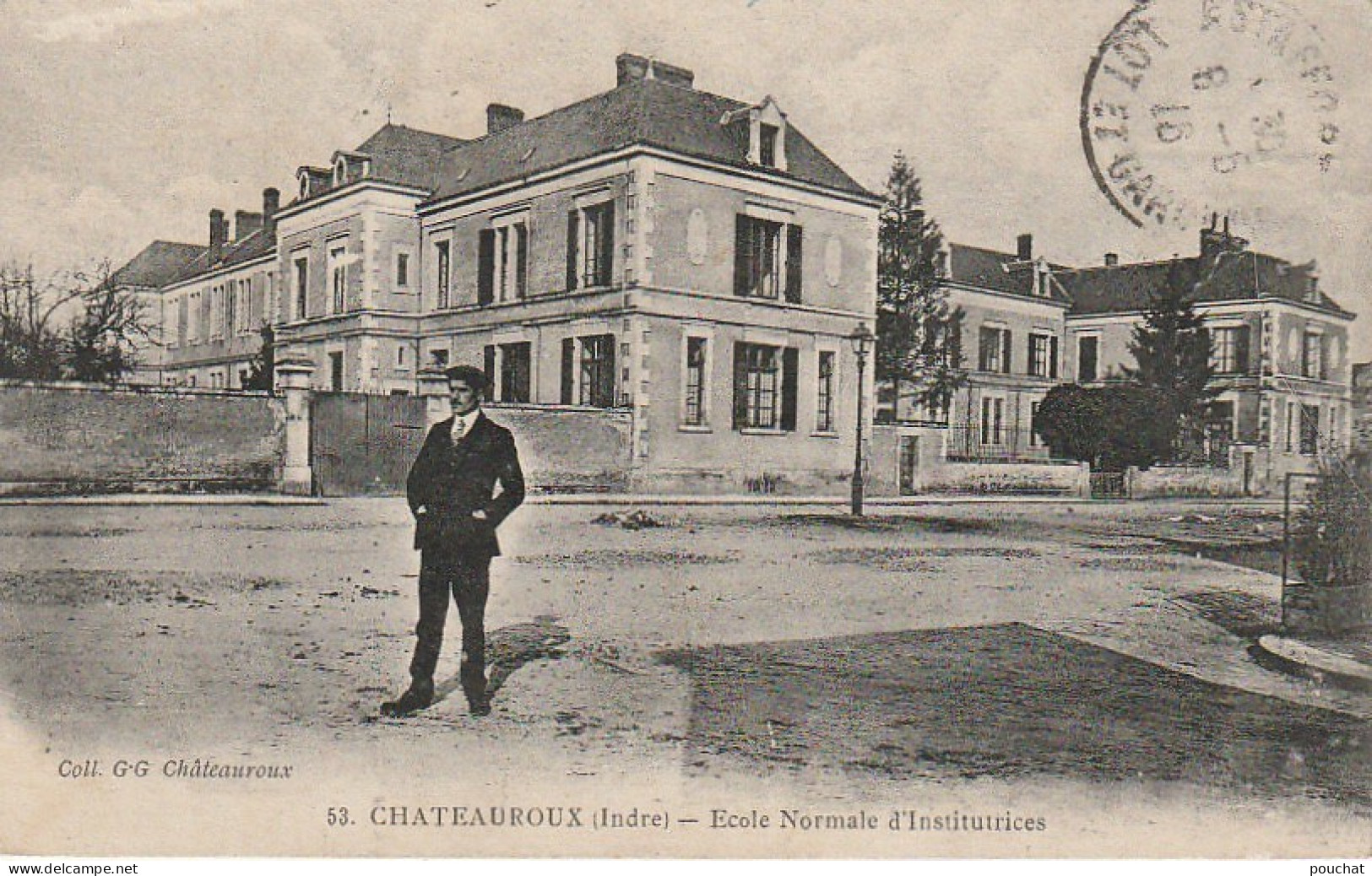 DE 10 -(36) CHATEAUROUX  -  ECOLE NORMALE D ' INSTITUTRICES  -  CACHET VERSO " COMMISSION DE GARE "  2 SCANS - Chateauroux