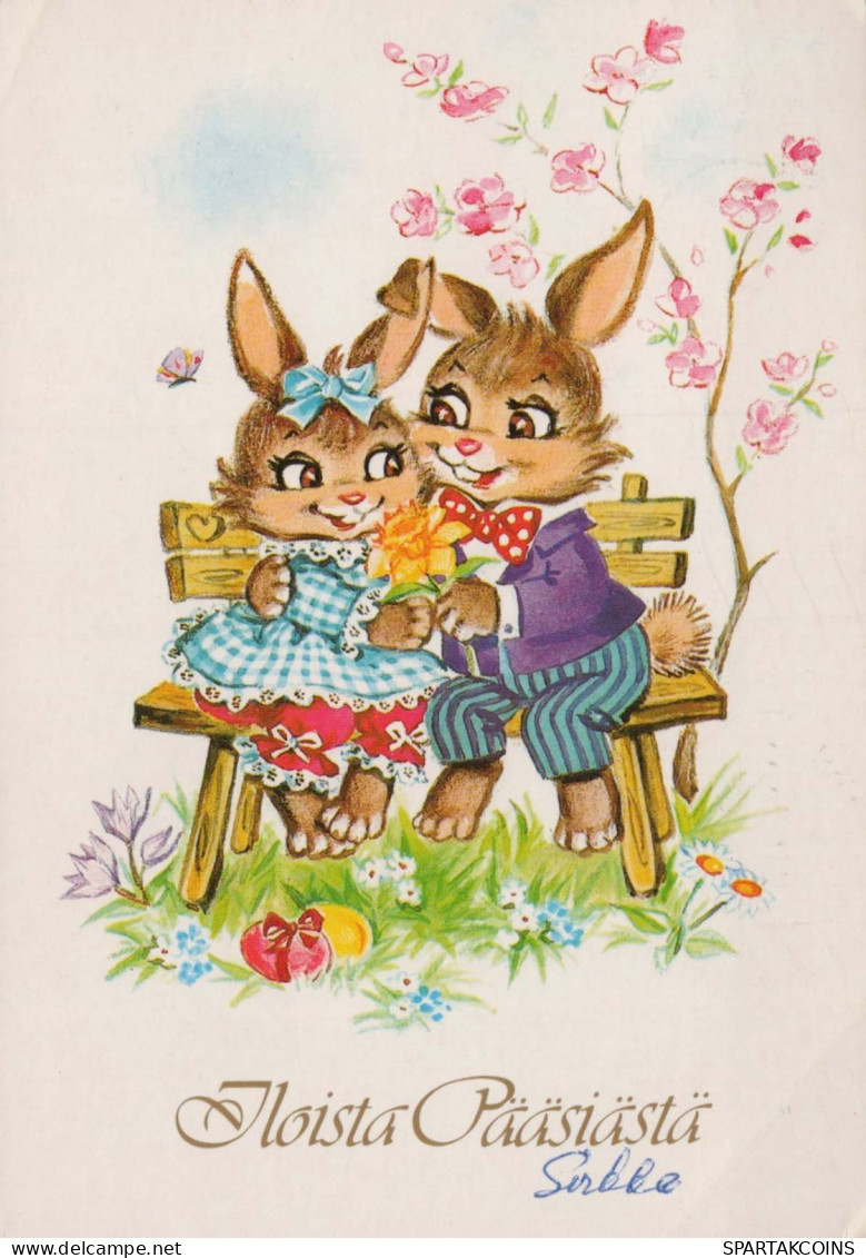 PÂQUES LAPIN Vintage Carte Postale CPSM #PBO537.FR - Pâques