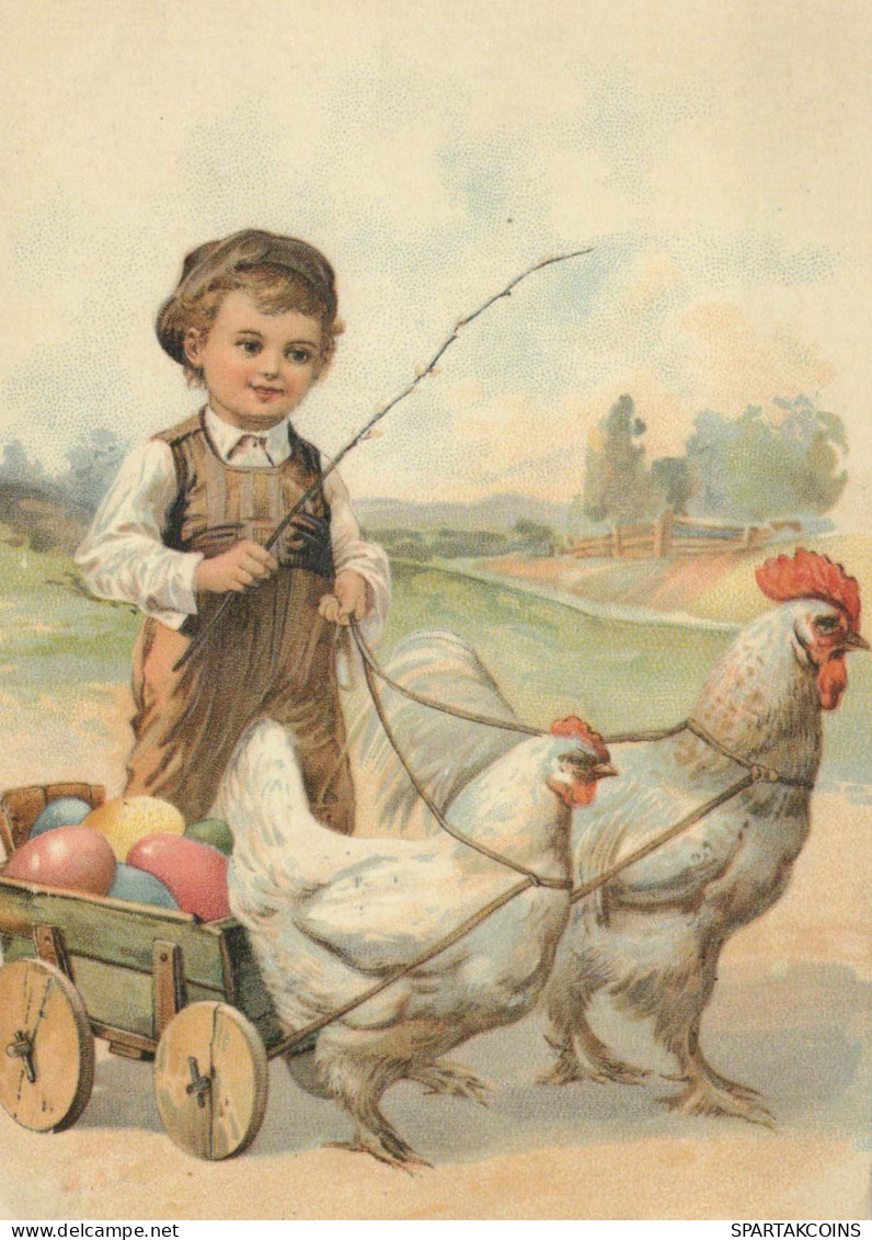 PÂQUES ENFANTS ŒUF Vintage Carte Postale CPSM #PBO282.FR - Pascua