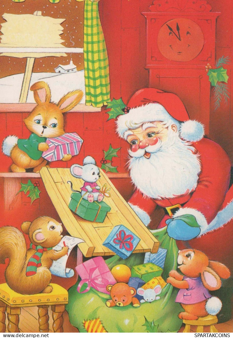 PÈRE NOËL Bonne Année Noël Vintage Carte Postale CPSM #PBL486.FR - Santa Claus