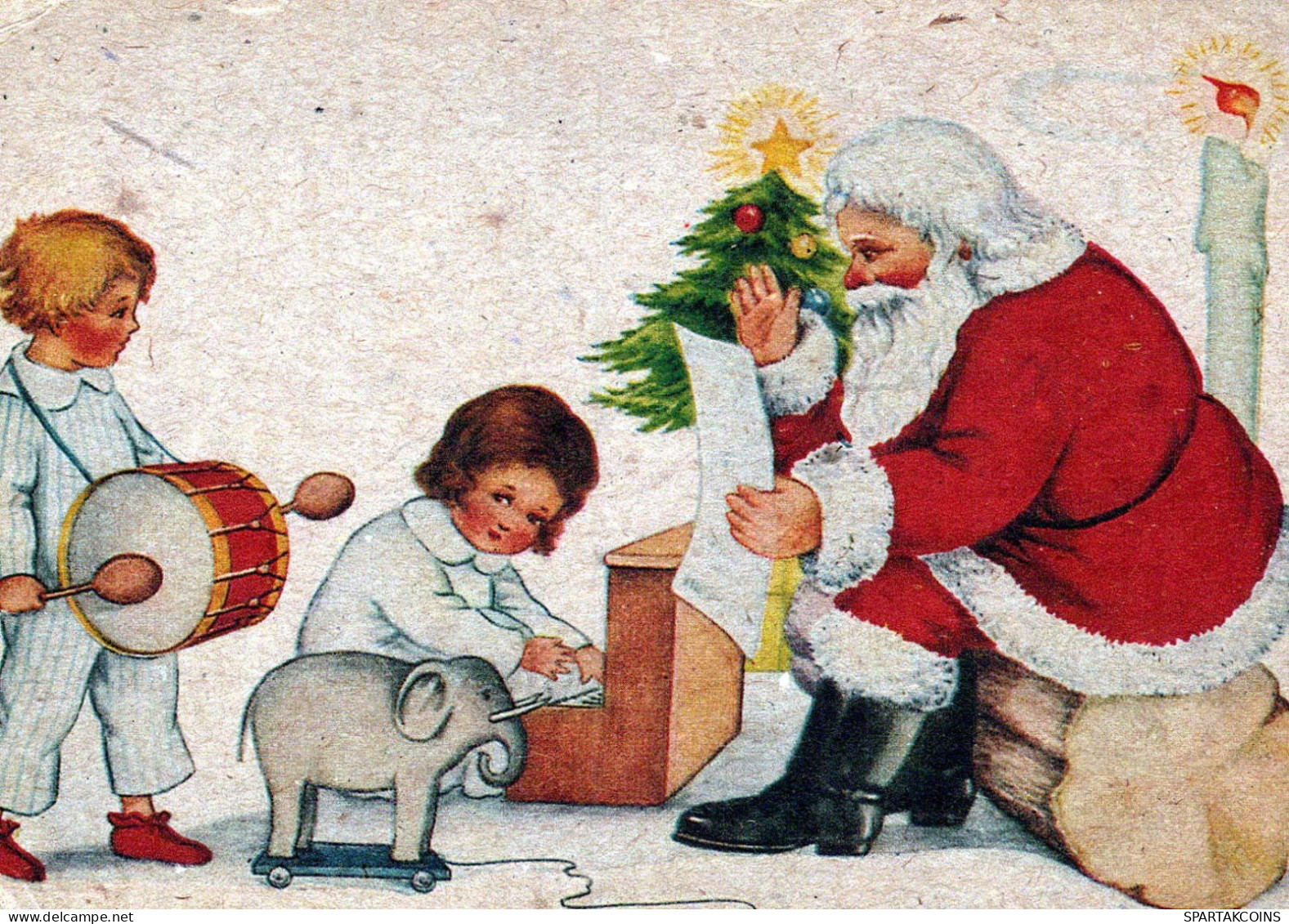 PÈRE NOËL Bonne Année Noël Vintage Carte Postale CPSM #PBL421.FR - Santa Claus