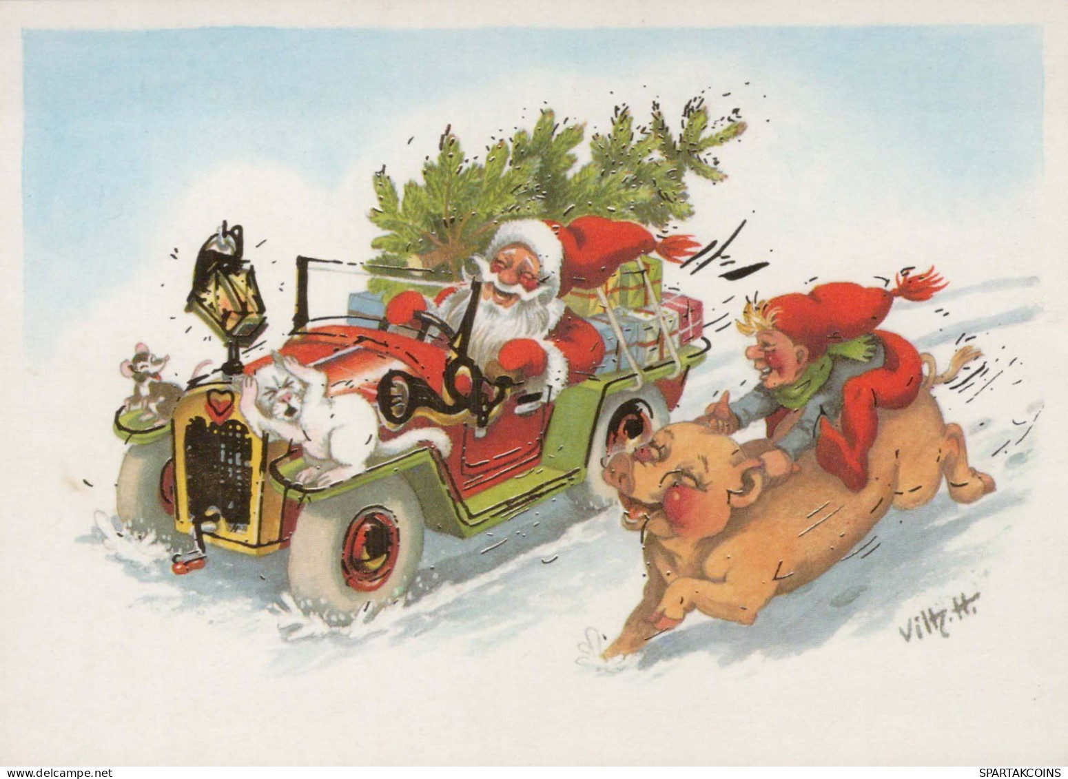 PÈRE NOËL Bonne Année Noël Vintage Carte Postale CPSM #PBB108.FR - Kerstman