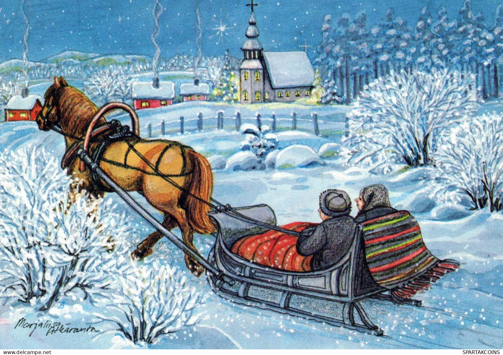 Buon Anno Natale CAVALLO Vintage Cartolina CPSM #PAW863.IT - Nouvel An