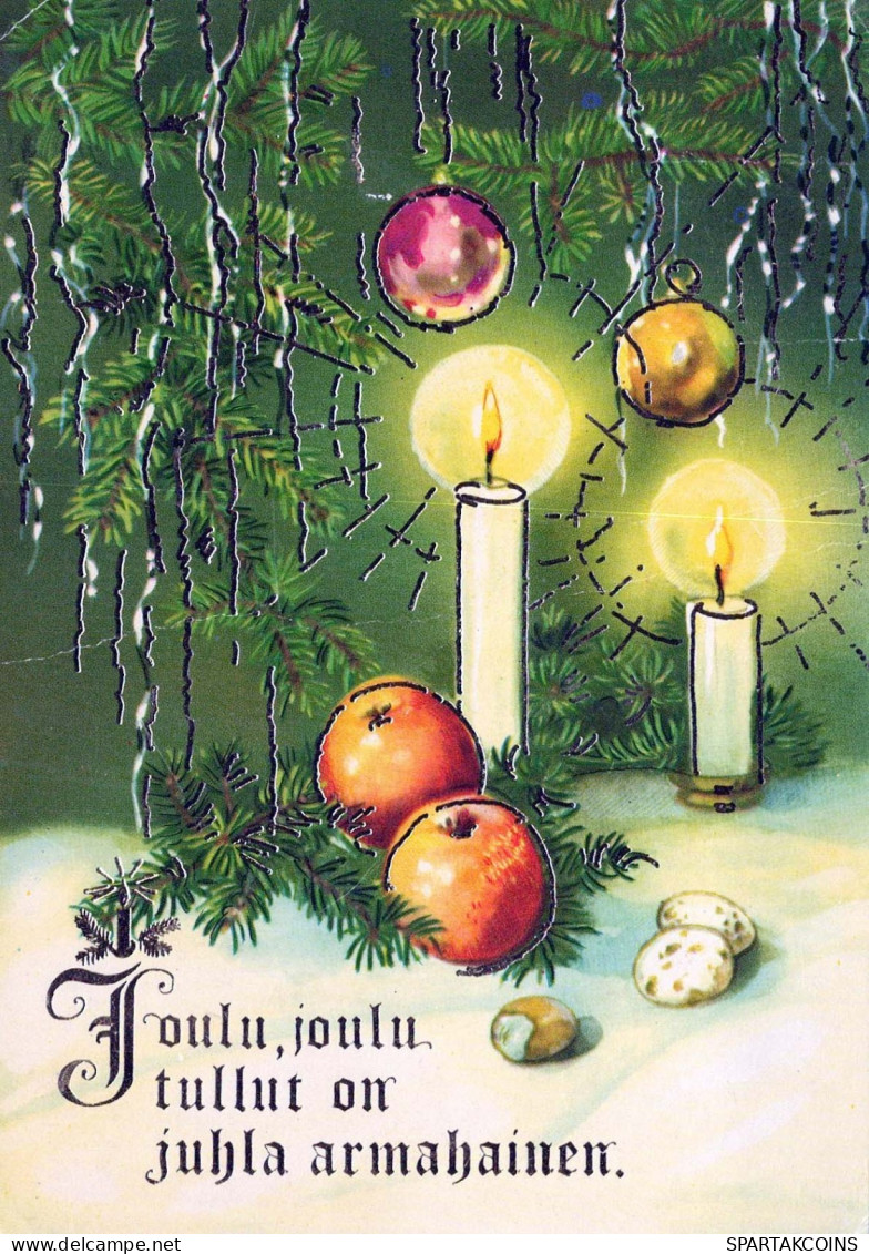 Buon Anno Natale CANDELA Vintage Cartolina CPSM #PAV323.IT - New Year