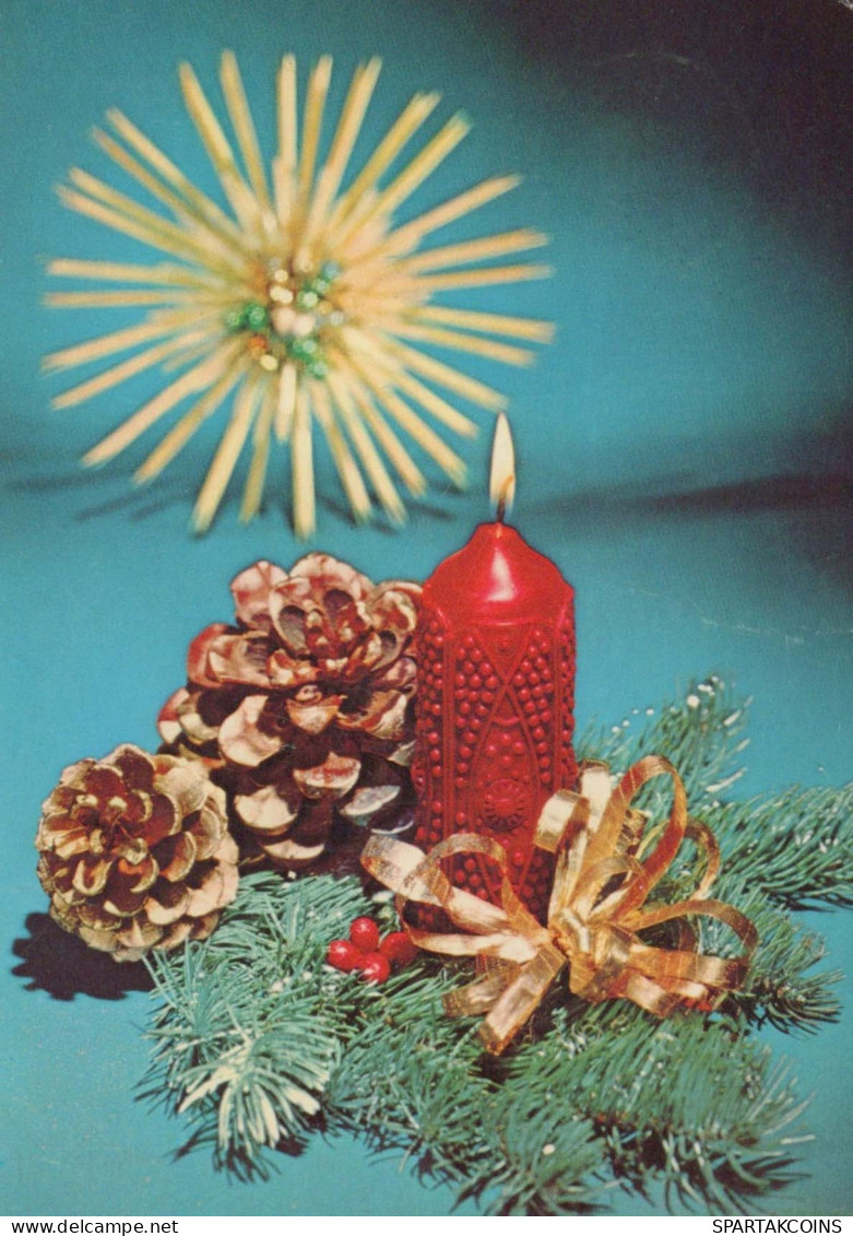 Buon Anno Natale CANDELA Vintage Cartolina CPSM #PAV447.IT - Nouvel An