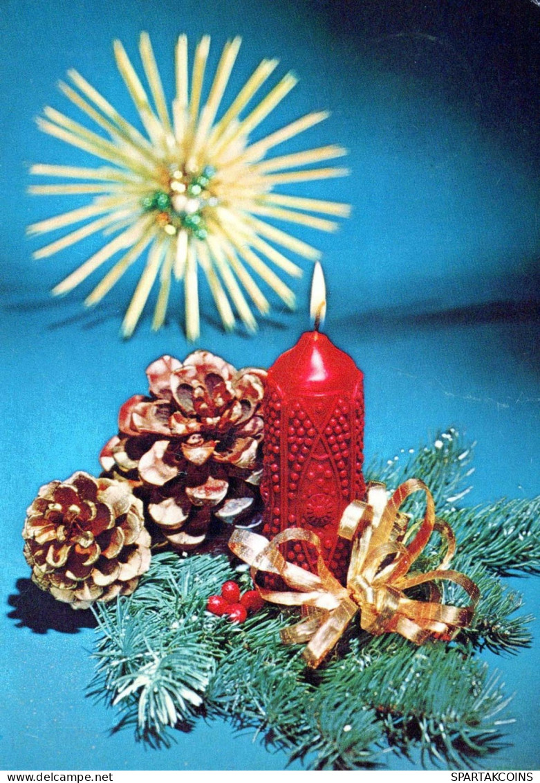 Buon Anno Natale CANDELA Vintage Cartolina CPSM #PAV447.IT - Nouvel An