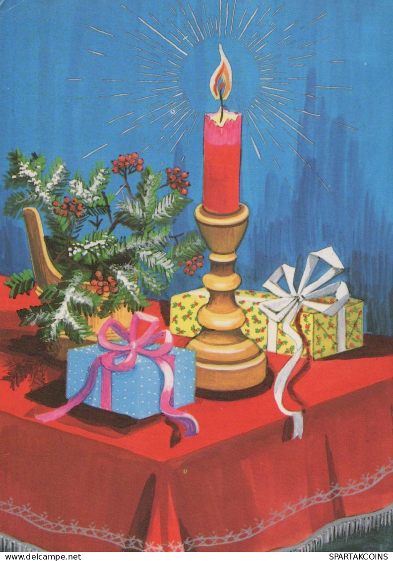 Buon Anno Natale CANDELA Vintage Cartolina CPSM #PAV386.IT - Nouvel An