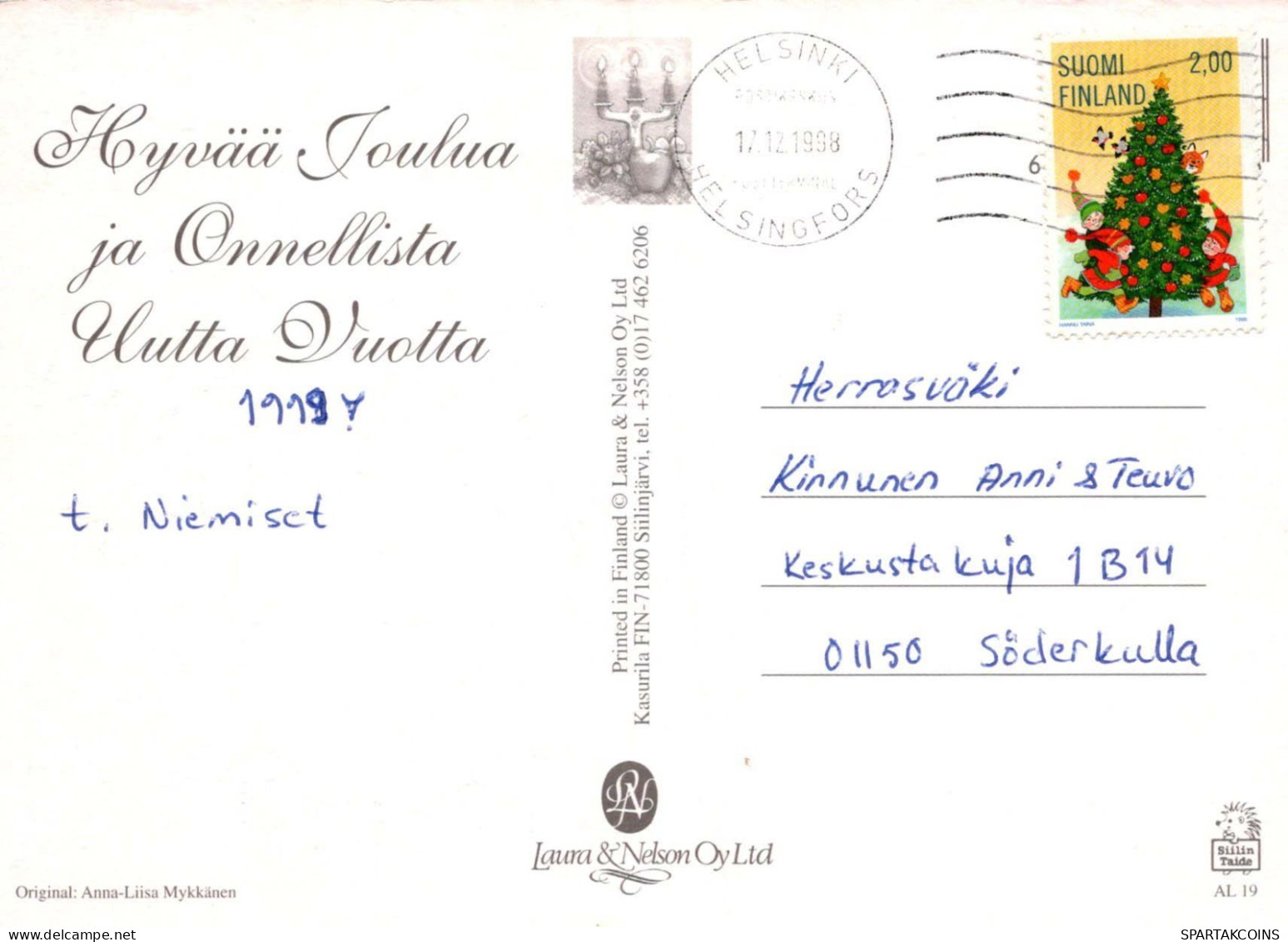 Buon Anno Natale CERVO Vintage Cartolina CPSM #PAU733.IT - Nouvel An